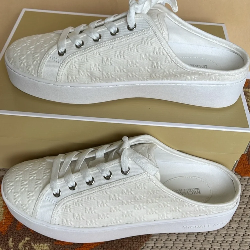 Michael Kors POPPY SLIDE SNEAKERS MK DEBOSSED WASHED DENIM 49T4POFP2D Platforms